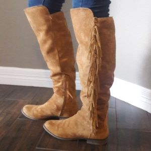 Suede fringe boots